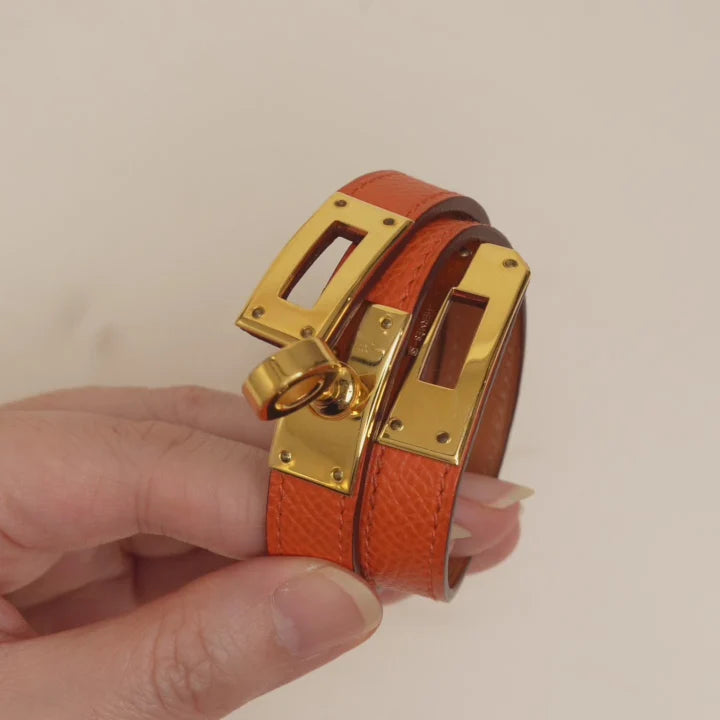 H KELLY LEATHER DOUBLE TURN BRACELET