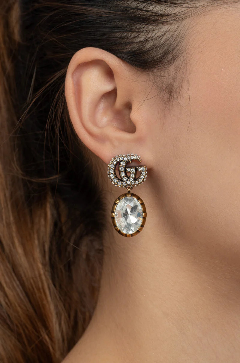 GG CRYSTAL PENDANT + EARRING