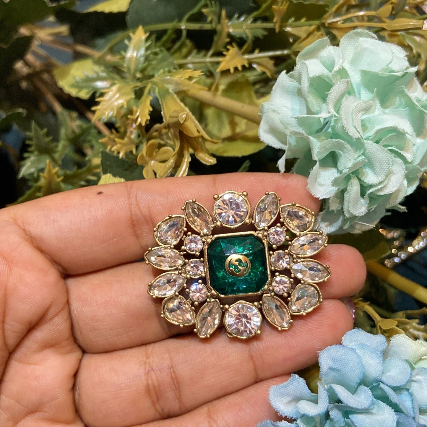 GG crystal brooch