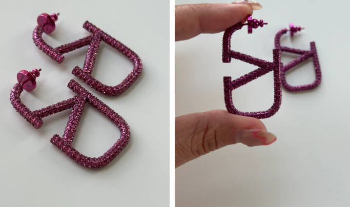 VAL PINK/ PURPLE DIAMOND hoops