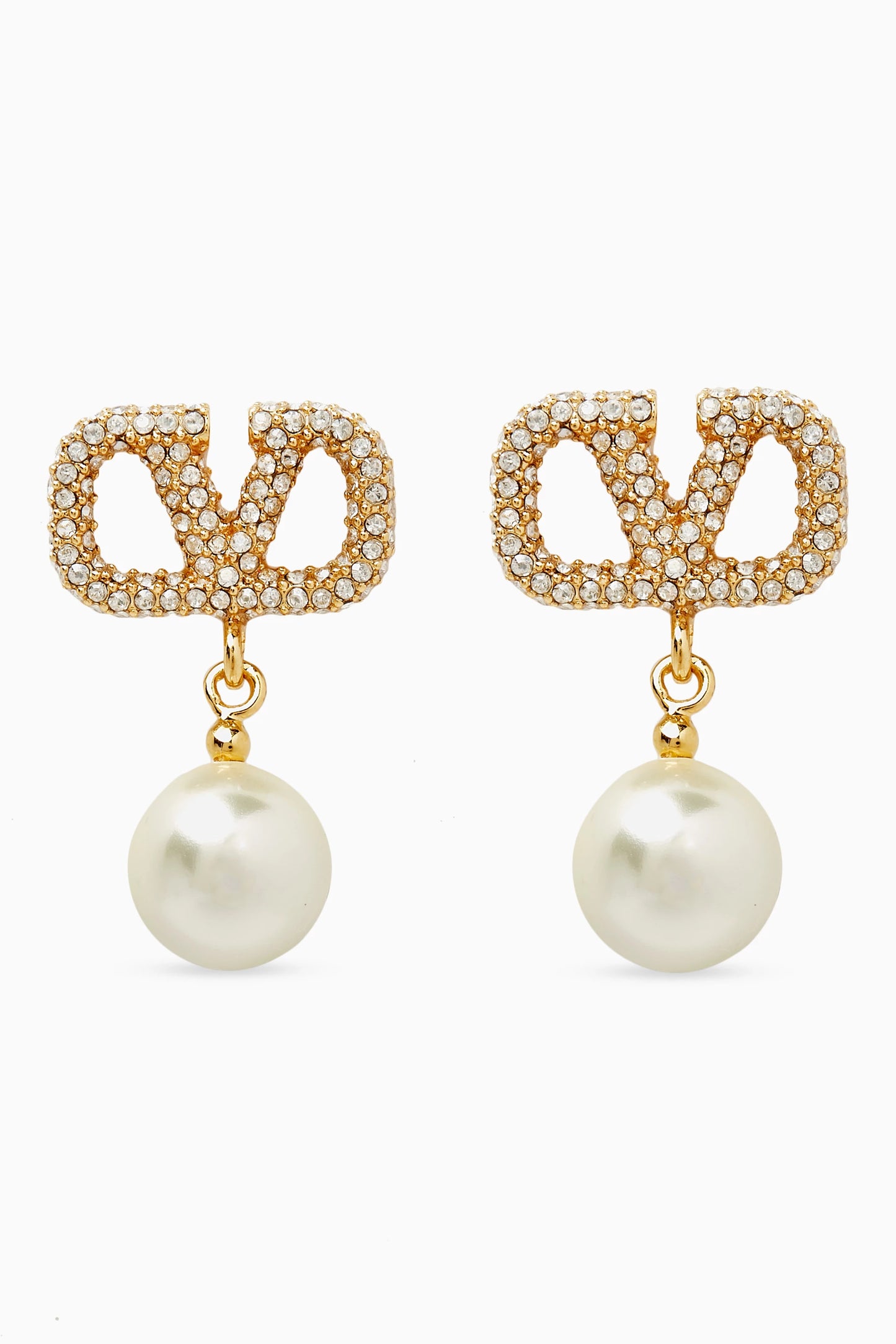 Val encrusted Pearl drop earrings