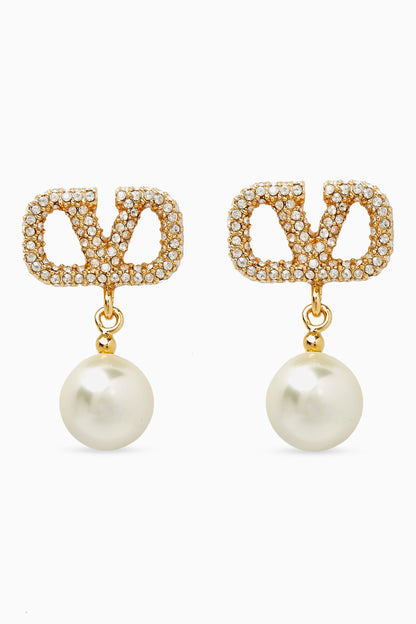 Val encrusted Pearl drop earrings