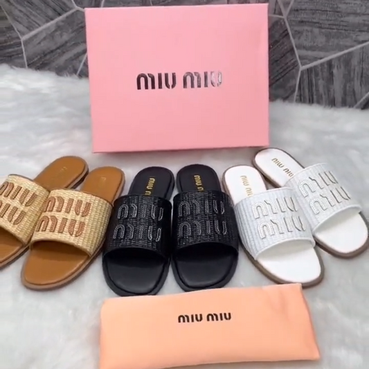 MIU MIU RAFFIA SLIDES