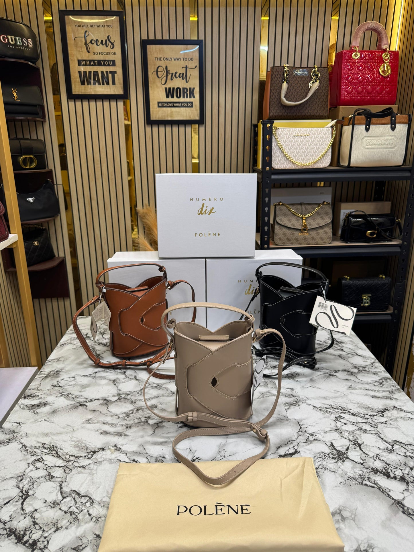 POLENE NUMERO UN MINI LEATHER BUCKET BAG