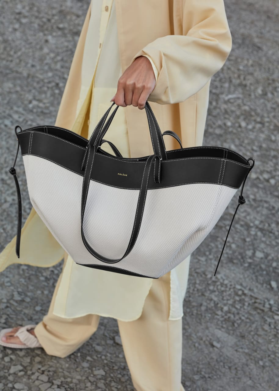 POLENE CYME EDITION COGNAC CANVAS TOTE