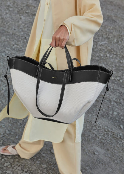 POLENE CYME EDITION COGNAC CANVAS TOTE