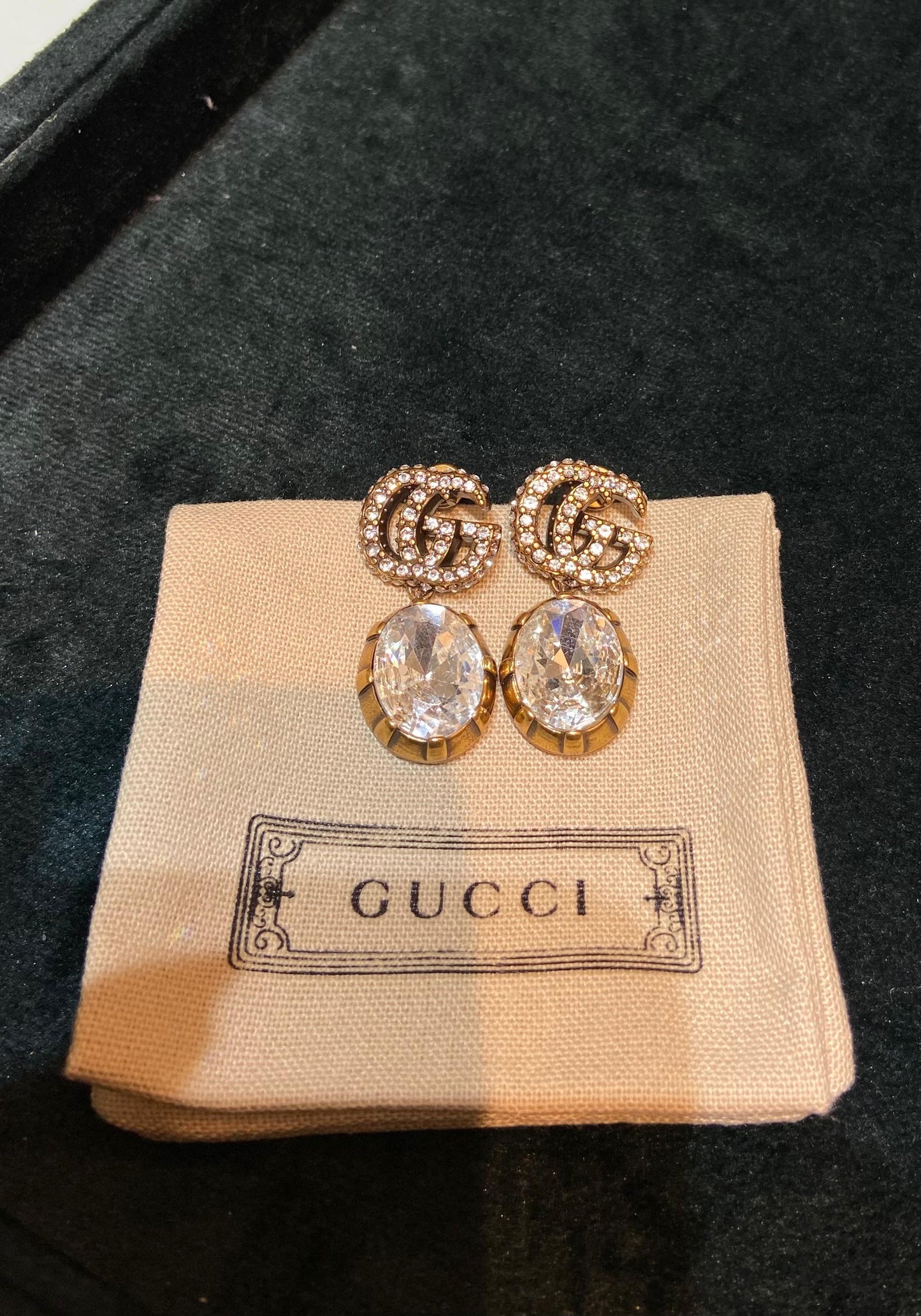 GG CRYSTAL DROP EARRINGS WITH DUSTBAG