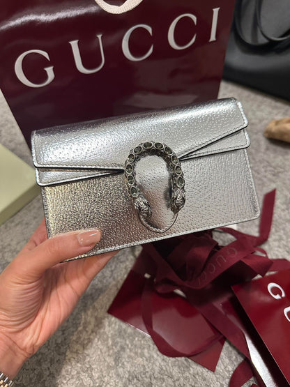 GG Dionysus super mini bag in metallic leather