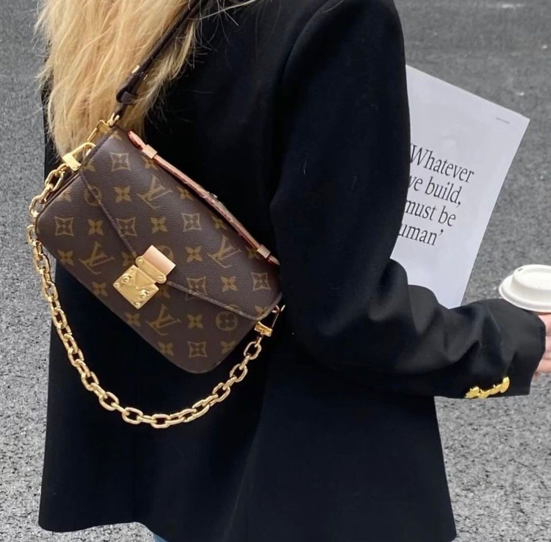LV Pochette Metis East West Monogram Empreinte Top Handle Shoulder Bag