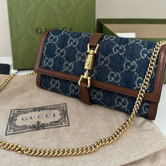 Gucci Jackie 1961 denim wallet cum sling