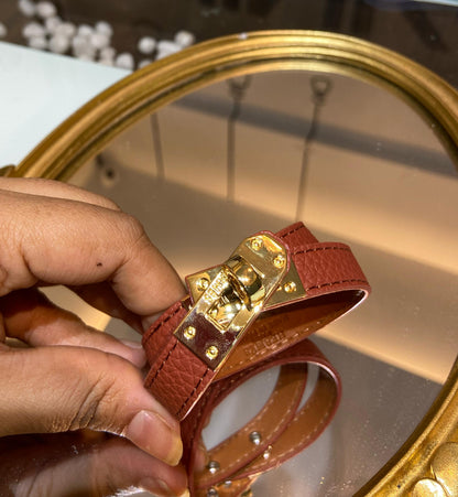 H KELLY LEATHER DOUBLE TURN BRACELET