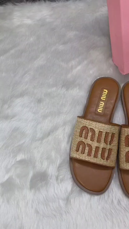 MIU MIU RAFFIA SLIDES