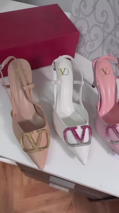 VAL LOGO STUDDED HEEL