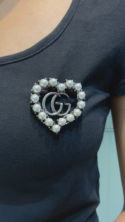 GG HEART BROOCH
