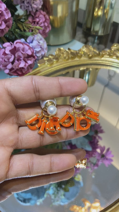 DIO ORANGE HANGING EARRING